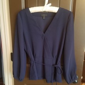 J.Crew Drapey Crepe Faux-Wrap Top